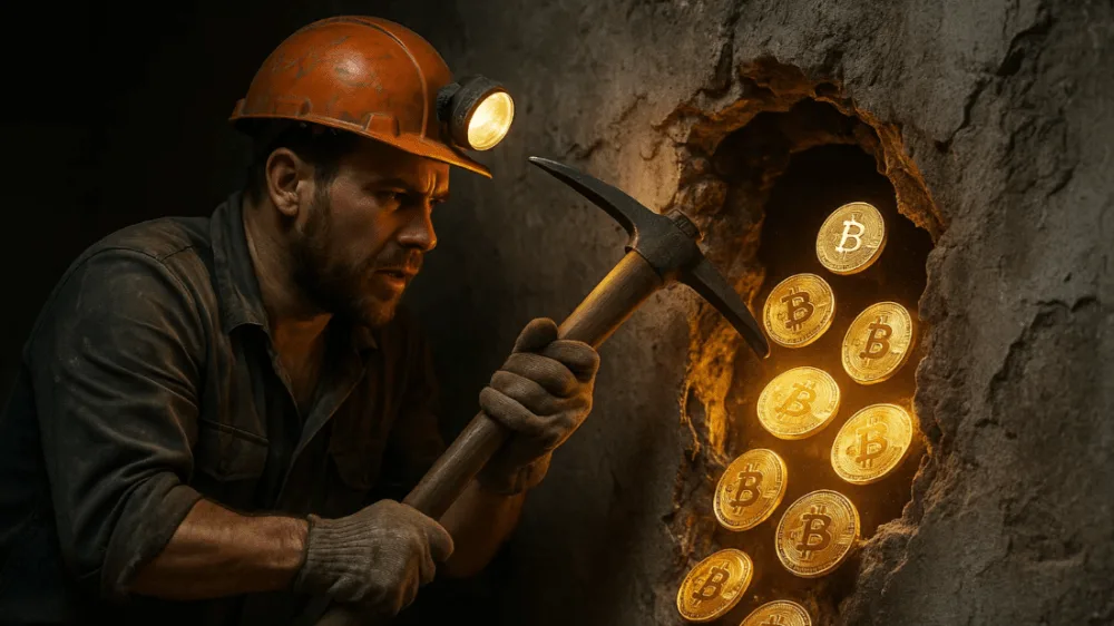 Ťažba Bitcoinu čelí ťažkému obdobiu. Zdroj: sora.chatgpt.com Ťažba Bitcoinu čelí ťažkému obdobiu